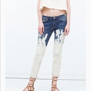 Zara - Skinny Bleach Cigarette Distressed Jeans